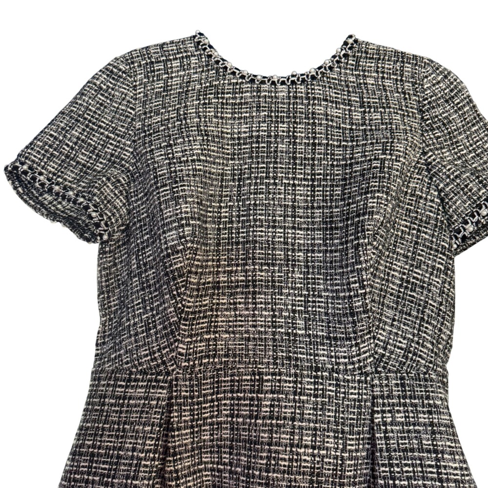 Solitaire Tweed Dress Pearl Trim Career Party Cocktail Dress Size 6‎ - Picture 4 of 8